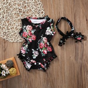 Romper floral de color Negro